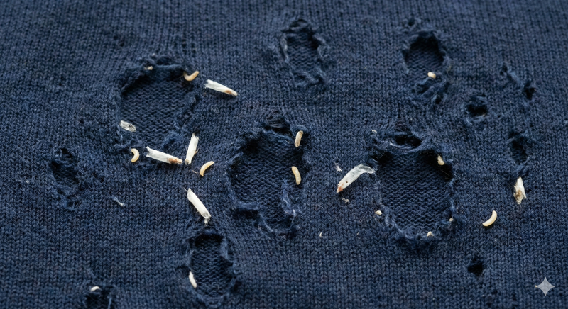 mites-des-v&ecirc;tements, larves, &oelig;ufs